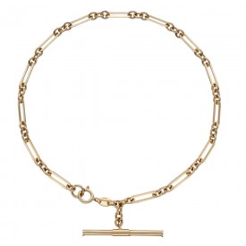 Yellow gold T-bar chain bracelet
