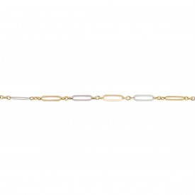 Yellow and White Gold Elongated Link Bracelet