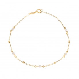 Yellow Gold Trace Pearl Bracelet