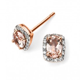 EG 9ct RG diamond and morganite earring