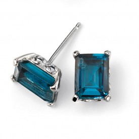 EG london blue topaz stud earrings with gallery detail