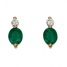 9ct YG emerald and diamond EARRING