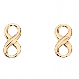 infinity stud earrings in yellow gold