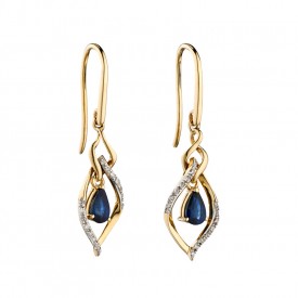 Sapphire Marquise and diamond earrings yellow gold