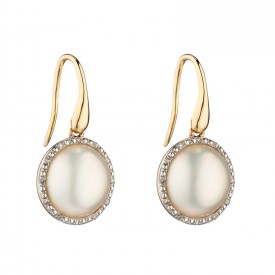 Pearl Cab & diamond  earring