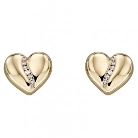 7mm diamond channel heart earrings