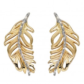 FEATHER EARRINGS YELLOW AND WHITE GOLD