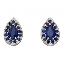 Cut out drop Earring  Sapphire  with White  gold