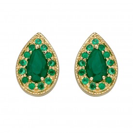 Cut out drop Earrings Emerald with Yellow  gold