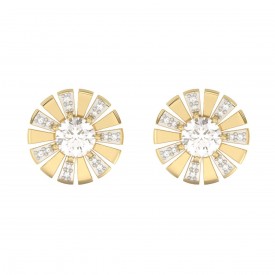 Yellow Gold White Topaz Earrings