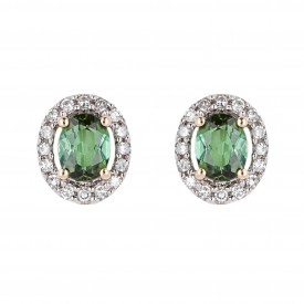 Green Tourmaline with Diamond Earrings