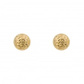 Yellow Gold Round Textured Stud Earrings