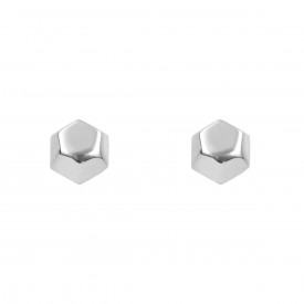 White gold Hexagon Flat Top Stud Earrings