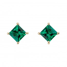 Princess cut created emerald earrings