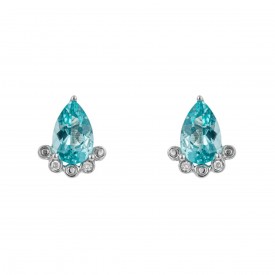 Brilliant Cut Apatite and diamond earrings
