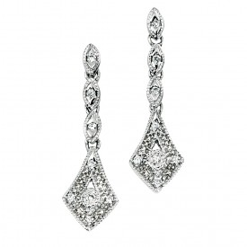 white gold vintage drop earrings with diamonds