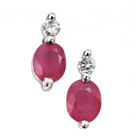 9ct white gold diamond and ruby earrings