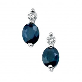 9ct white gold diamond and sapphire earrings