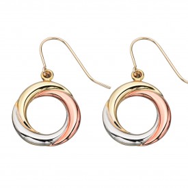 Triple Gold Russian Ring Style Earrings