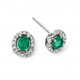 WG emerald and diamond earrings