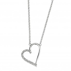 9ct wht open heart pendant with pave set diamonds