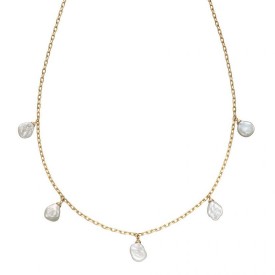 Keshi Pearl charm necklace in yellow gold