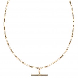 Yellow gold T-bar chain necklace