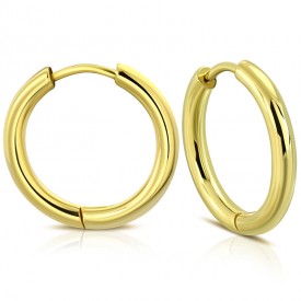Gold Color Plated Stainless Steel Full Round Hoop Huggie Earrings (diameter 2,5cm)