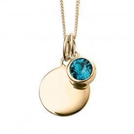 Gold Plated Crystal Birthstone Necklace (December - blue zircon)