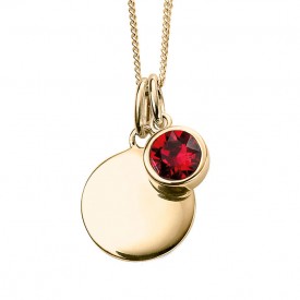 Gold Plated Crystal Birthstone Necklace (July - ruby)