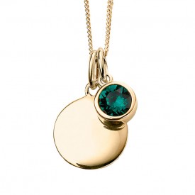 Gold Plated Crystal Birthstone Necklace (May - emerald)