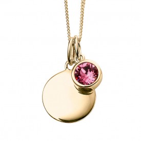 Gold Plated Crystal Birthstone Necklace (October- rose)