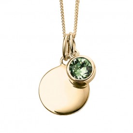 Gold Plated Crystal Birthstone Necklace (September - peridot)