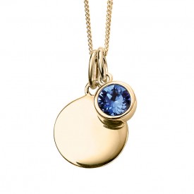 Gold Plated Crystal Birthstone Necklace (September - sapphire)