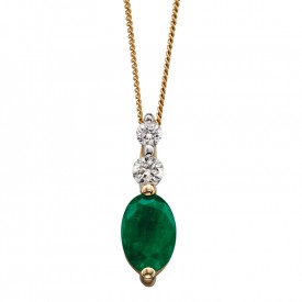 9ct YG emerald and diamond PENDANT