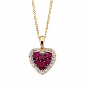 Ruby heart and diamond pendant