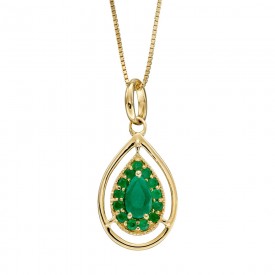Cut out drop Pendant Emerald with Yellow  gold