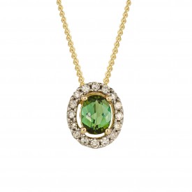 Green Tourmaline with Diamond Pendant