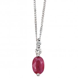9ct white gold diamond and ruby pendant