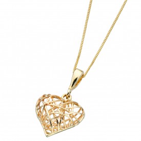 Yellow Gold Caged Heart Pendant