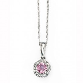 WG pink saph & dia cluster pendant