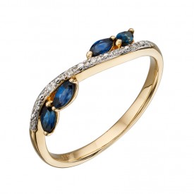 marquise sapphire and diamond ring yellow gold