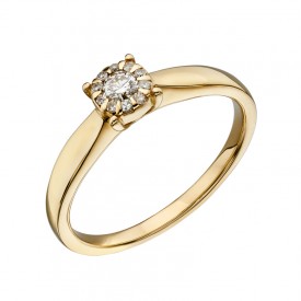 Yellow Gold Solitare Cluster  Ring