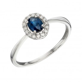 CLUSTER SAPPHIRE RING WHITE GOLD
