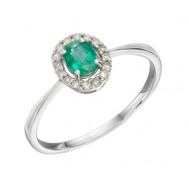 CLUSTER EMERALD RING WHITE GOLD
