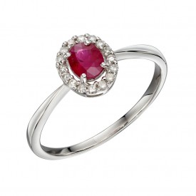 CLUSTER RUBY RING WHITE GOLD