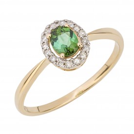 Green Tourmaline with Diamond Ring
