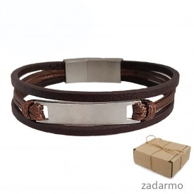 Men's leather bracelet with steel detail