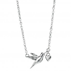 Hummingbird and heart necklace