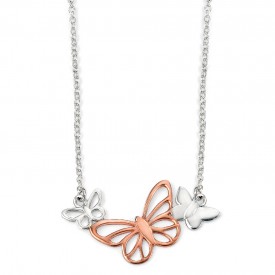 Triple Butterfly Necklace with Rose Gold Plated Detail